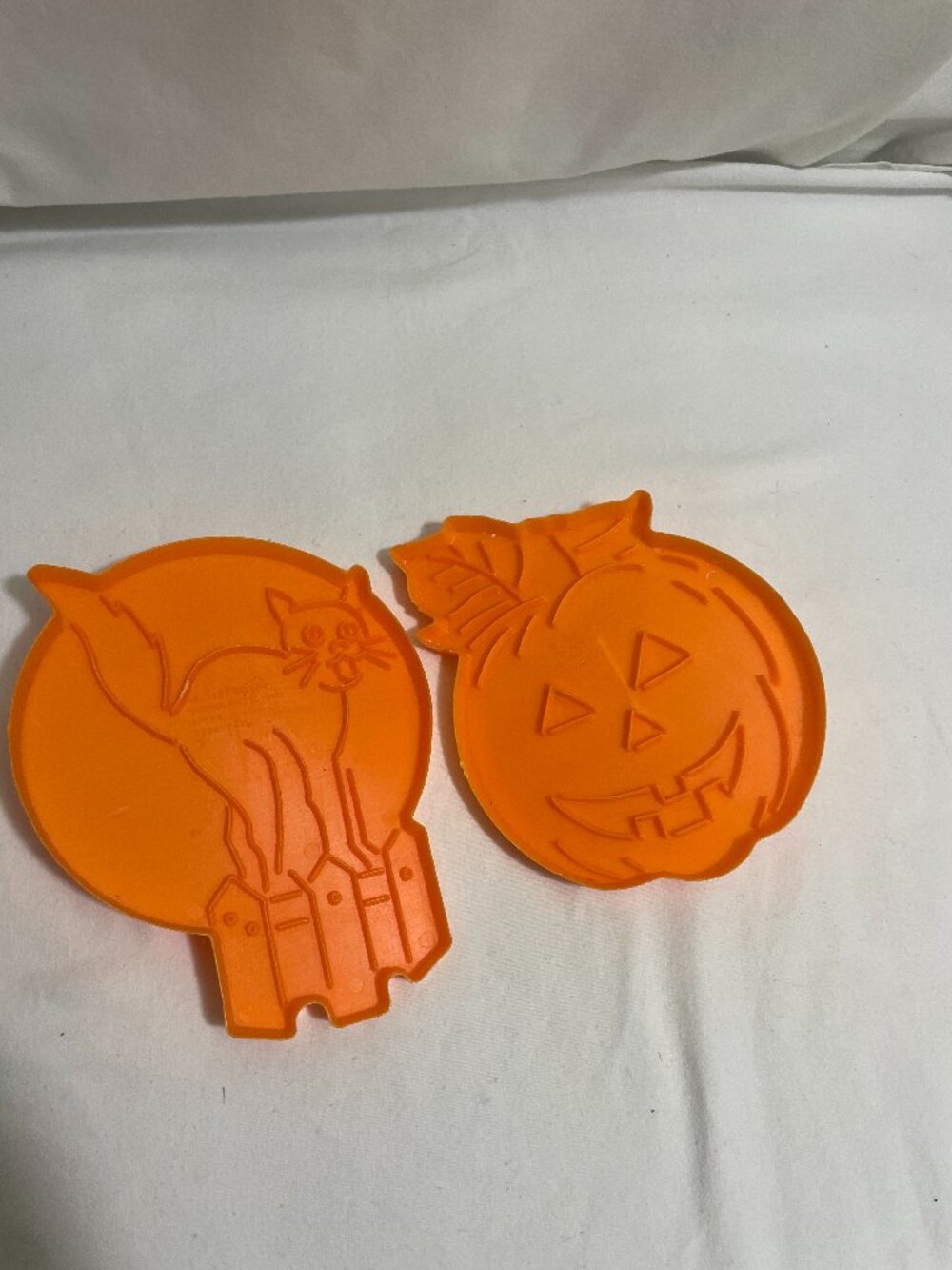 Vintage 1987 Wilton Halloween Cookie Cutter Lot Black Cat & Jack O Lantern Set